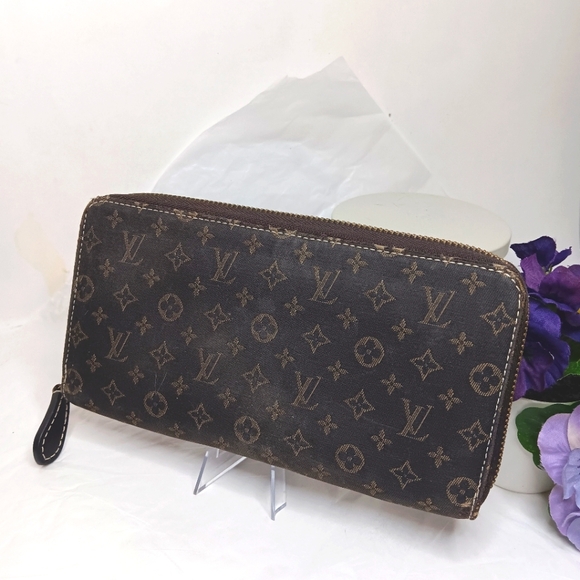🔥LOUIS VUITTON Ebane Mini Lin Denim Zippy Wallet - Picture 1 of 16